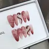 Uñas postizas de fototerapia puras hechas a mano, uñas rojas de serpiente, venta al por mayor de productos terminados, pegatinas de uñas reutilizables