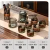 Juego de Té de Cristal, Lujo Ligero para Uso Doméstico, Tetera de Gama Alta para Sala de Estar, Juego Completo para Uso en Oficina, Mesa y Bandeja de Té Kung Fu