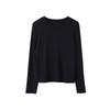 [Oufan] Camiseta Clássica de Manga Longa com Gola Redonda no Ombro Direito em 10 Cores Feminina Outono e Inverno Camiseta de Base Camiseta Top Interno 3155