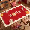 Mantel de Año Nuevo rojo, impermeable, a prueba de aceite, lavable, resistente al calor, tapete para mesa, mantel para mesa de centro con ambiente del Año del Caballo, tapete protector de escritorio