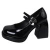 Zapatos de boda para mujer de tacón alto estilo francés de una tira Mary Jane plataforma tacón grueso zapatos de una sola capa color blanco cremoso temperamento zapatos de dama de honor