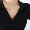 Collar de Cadena Doble Capa con Letra Inglesa Redonda de Marca Nicho Ins Europeo y Americano Joyería para Niñas Joyería de Acero de Titanio