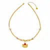 Collar de Camiseta con Hebilla en U Transfronteriza, Diamante Adhesivo, Ojo del Diablo, Corazón, Colgante en Forma de Abanico, Acero Inoxidable, Conservación del Color, Joyería de Moda para Mujer