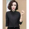 Elegante top básico versátil 2026 primavera y otoño ropa de madre W versátil adelgazante nuevo cárdigan de manga larga con cremallera y cuello alto