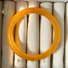 Pulseira Plana de Pedra Olho de Gato Dourado Pôr do Sol Natural, Pulseira de Vidro Transparente Cristalina, Presente de Aniversário para Melhor Amiga ou Namorada, Acessórios Hanfu