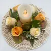 Guirlanda de Castiçal Rosa de Outono Transfronteiriça Decoração Romântica de Mesa Ornamentos de Velas para Jantar na Véspera de Natal Guirlanda