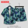 Camisa de Flores Hawaianas Traje de Playa Verano Delgado Sanya Viaje Pareja Hombre y Mujer Talla Grande Pantalones Casuales Sueltos
