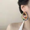 Brincos Coloridos com Pedras em Blocos de Cor Dopamina para Mulheres 2025 Novo Estilo Luxo Leve Design de Nicho Brincos Doces