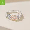 Anillo Original de Trébol de Cuatro Hojas de la Suerte Yinziyun Moda Europea y Americana Tendencia Anillo de Hoja de Cobre Platino Oro Rosa Joyería