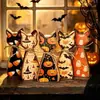 Decoración de Calabaza Fantasma Gato Negro de Madera para Halloween Habitación Escritorio Decoraciones Festivas Artesanías de Madera