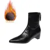 Wei Wei Girl 769-2 Botas Curtas Aumentadoras de Altura Interna Femininas Outono Inverno Simples Zíper Traseiro Elástico Afinando Bico Apontado Botas Martin