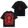 Camiseta Casual Unisex de Juego Bloodborne con Estampado, Estilo Vintage Lavado, Cuello Redondo, Manga Corta de Algodón para Verano