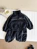 Nausicaä del Valle del Viento 2025 Otoño Nueva Ropa Infantil Estilo Coreano Elegante Traje Deportivo de Cuello Alto Conjunto de Dos Piezas Color Bloque para Niños