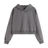 Sudadera con capucha corta casual nueva de otoño e invierno estilo europeo y americano para mujer, lavada, vieja, retro, sexy, top transfronterizo de 400g