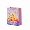 Bolsa de Papel para Pintura al Óleo Creativa Bolsa Tote para Compras de Té de Leche Almacenamiento de Flores Bolsa de Regalo de Cumpleaños Impresión a Color Logo Personalizado Lote Tarjeta Blanca