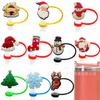 Quente Mais Vendido Transfronteiriço Desenho Animado Natal Silicone Tampa de Canudo Tampa de Pó Bebida Chá de Leite Cobertura de Pó Cobertura de Canudo Pronta Entrega