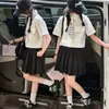 Traje JK Estilo Preppy para Niñas, Nueva Camisa de Manga Corta Estilo Verano, Conjunto de Dos Piezas con Falda Plisada, Atuendo de Moda que Reduce la Edad