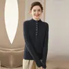 Suéter de Cashmere Feminino Suéter de Gola Alta Meia Espessura Quente Tricô Suéter Pulôver Base 2024 Outono e Inverno Novo Ele