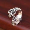 Anillo de plata S925 Rey Ciervo Dorado moda retro hipster estilo punk flor cruzada joyería abierta anillo para hombres y mujeres