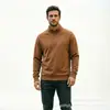 2026 Nueva Camiseta Térmica de Manga Larga Elástica Cepillada por Ambos Lados para Hombre, Camiseta Básica Deportiva Casual de Color Sólido con Media Cremallera