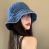 Sombrero de Pescador de Mezclilla para Mujer, Primavera y Otoño, Estilo Japonés, Circunferencia de Cabeza Grande, Sombrero de Cubo con Protección Solar, Versátil, Hace que la Cara se Vea Más Pequeña, Sombrero de Cubo de Moda