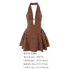 Vestido Corto Transfronterizo de Corte Ajustado, Espalda Descubierta con Cuello Halter, Escote en V Profundo Calado, Único Vestido Mini de Línea A Plisado Estilo Francés