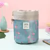 Bolsa Cosmética Cilíndrica com Cordão, Necessaire Portátil de Viagem, Bolsa Organizadora de Cosméticos de Grande Capacidade, Bolsa de Armazenamento Multifuncional