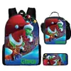 Mochila Escolar Infantil Monstruo de Pelo Verde Grinch Mochila para Estudiante de Primaria Bolsa de Comida Estuche para Lápices Mochila de Tres Piezas Venta al por Mayor Transfronteriza