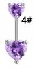 Colgante de corazón de diablo morado claro transfronterizo con circonita de diamante, anillo para el ombligo estilo Chanel, joya de traje para piercing en la uña del ombligo