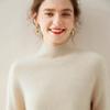Suéter de caxemira feminino outono e inverno sete agulhas espessadas gola semi-alta manga comprida quente interior cashmere malha base camisa suéter