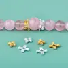 Prata Esterlina S925 Sólida Diamante Contas Espaçadoras Suporte de Flor Acessórios de Cristal Pulseira de Contas Acessórios DIY Joias