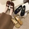 Zapatos Mary Jane estilo retro de cuero esmerilado para mujer, nuevo modelo primavera 2026, de suela plana, con una correa, de suela blanda, versátiles, de corte bajo, zapatos de un solo color