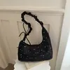 Bolsa plissada estilosa e fofa para sob o braço, novo modelo transfronteiriço, única e moderna, tecido com estampa de estrelas, grande capacidade, adequada para o trajeto diário, bolsa de ombro