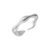 Anillo de Línea de Ola Irregular de Plata de Ley 925 para Mujer Simple Lujo Ligero Gama Alta Sin Color Anillo Abierto J0515