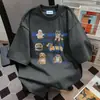 Camiseta Manga Curta Oversize Estilo Coreano Estampa Divertida Graffiti Verão Ins Design de Nicho Estilo Casal Top Tendência