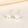 Pendientes de Luna de Plata S925 Qiaitong Pendientes de Estrella Mini Súper de Hada Pendientes Simples de Moda Acompañantes de Luna y Estrella
