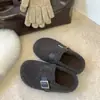 Pantuflas de Medio Uso Peludas con Hebilla Retro Cubre-Dedo Otoño/Invierno Planas Perezosas Calzado para el Hogar Versátil Felpa Zapatos Birkenstock