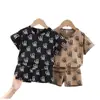 Estilo Nuevo de Verano Conjunto para Niños Niños Estilo Coreano Moda Casual Versátil Elegante Conjunto de Dos Piezas Top de Manga Corta Moderno