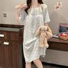 Alça de Algodão Nuvem Almofada de Peito Manga Curta Camisola Feminina Verão Algodão Nuvem Renda Estilo Princesa Doce Conjunto de Roupa de Casa