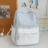 Mochila con adorno floral de encaje estilo ballet, fresca y reconfortante, fufu lechoso, dulce, exclusiva para salidas de verano, mochila