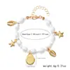 Colar Europeu e Americano Transfronteiriço Estilo Boêmio Estrela do Mar Concha Búzio Pérola Conjunto de Pulseira e Tornozeleira Estilo Praia Pérola Artificial
