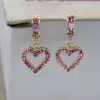 Brincos Novos em Forma de Coração Doce Japonês e Coreano para Mulheres Agulha de Prata 925 Brincos de Tarraxa Criativos Elegantes Retrô Versáteis com Zircônia