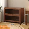 Estante de armazenamento para livros, estante de chão, armário de armazenamento integrado na parede, armário doméstico de madeira maciça com portas, vitrine à prova de poeira