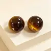Aretes de la Serie de Piedra Ojo de Tigre Natural para Mujer Aretes Exquisitos Retro Maillard Nicho Lujo Accesible Aretes Elegantes de Alta Gama