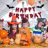 Nueva pancarta de Feliz Cumpleaños de Halloween de murciélago vampiro sangriento roja adecuada para decoración de fiesta de terror familiar