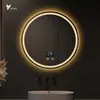 Espejo Redondo Inteligente para Baño Montado en la Pared Espejo de Maquillaje Iluminado con LED con Luces Espejo de Tocador Montado en la Pared