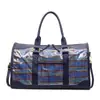 Bolso tote de cuadros con bloques de color de gran capacidad transfronterizo, nuevo bolso de mano transparente de PVC impermeable para el trabajo, bandolera para mujer