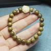 Pulsera de Sándalo Verde de 8 mm para Mujer con Garra de Gato Bodhi Blanco con Pulsera de Círculo Único Fragante para Hombres y Mujeres Juego de Madera