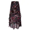 Falda Midi de Cintura Alta con Volantes y Estampado Floral Retro para Mujer 2026 Nueva Moda Falda con Estampado Francés Empalmada