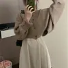 Nuevo cárdigan de punto de cuello redondo para otoño, manga larga, corto, estilo perezoso, color liso, tejido de canalé, manga murciélago, suéter, top de un solo botón